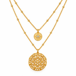 Midnight Medallion Layered Necklace