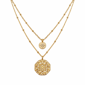 Midnight Medallion Layered Necklace